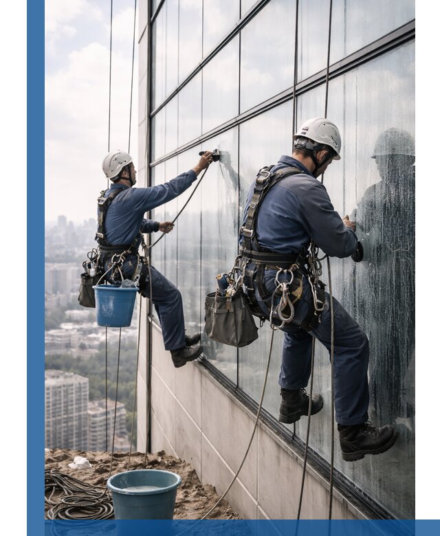 Профессиональная мойка фасадных окон альпинистами в Одинцове