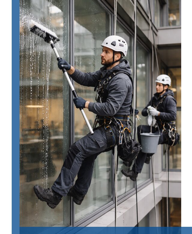 Профессиональная мойка витражей промышленными альпинистами в Одинцове