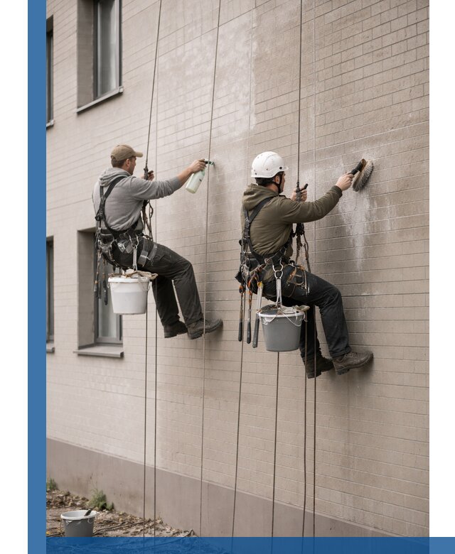 Удаление высолов с фасада зданий в Одинцове без повреждений и следов