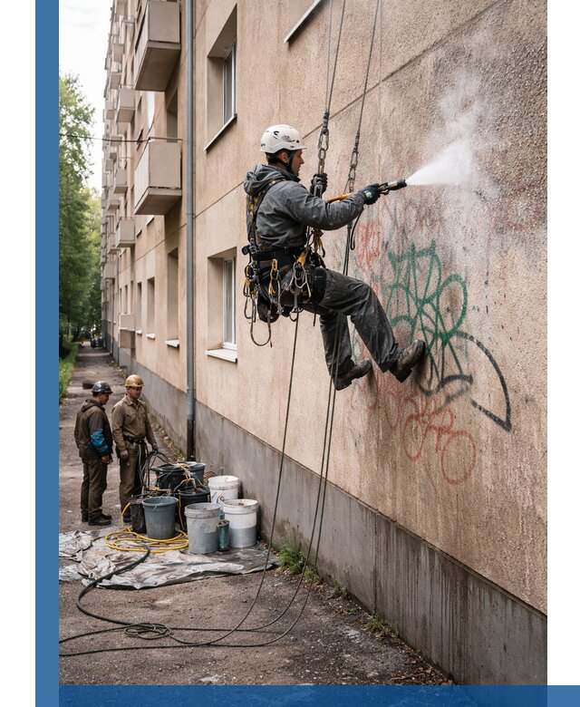 Удаление граффити с фасада в Одинцове без следов и повреждений