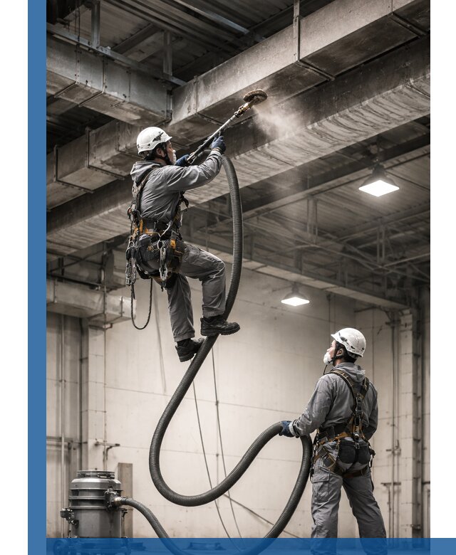 Обеспыливание потолочных конструкций в Одинцове промышленным альпинизмом