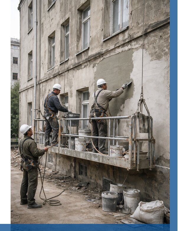 Капитальный ремонт фасада в Одинцове от 4350 р. | ВЫСОТНИК-Днц