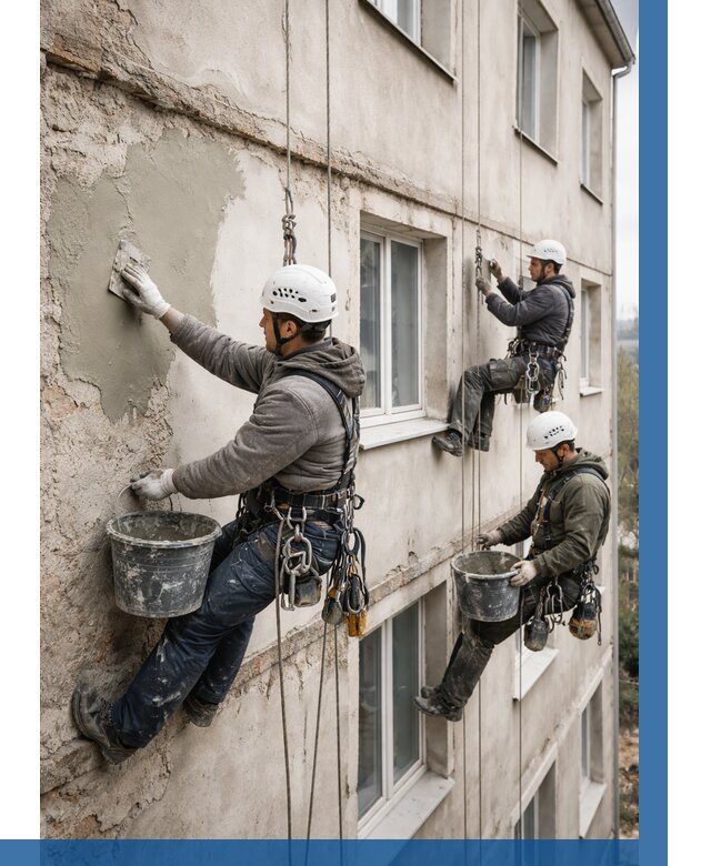 Ремонт штукатурного фасада в Одинцове от 777 р. под ключ | ВЫСОТНИК-Днц