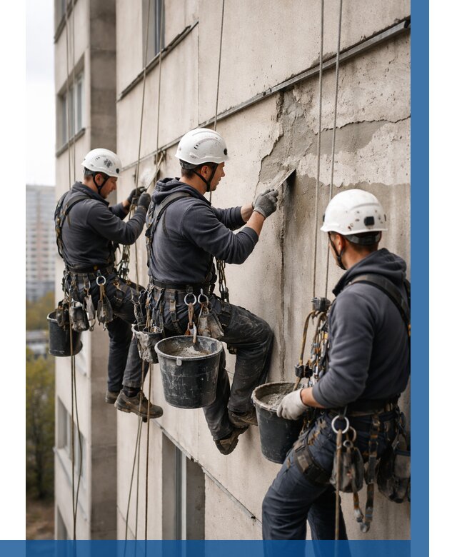 Ремонт бетонных элементов фасада в Одинцове от 2589 р. | ВЫСОТНИК-Днц