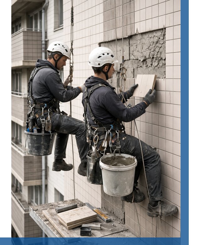 Ремонт облицовки фасада плиткой в Одинцове от 1864 р. | ВЫСОТНИК-Днц