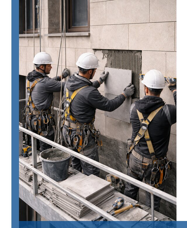 Ремонт облицовки фасада плиткой в Одинцове с гарантией