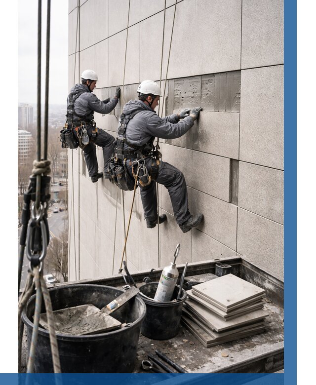 Ремонт фасада из керамогранита в Одинцове от 2589 р. | ВЫСОТНИК-Днц