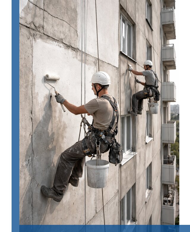 Покраска бетонного фасада в Одинцове для жилых и промышленных объектов