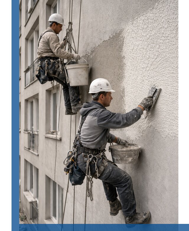 Нанесение декоративной штукатурки короед на фасад в Одинцове