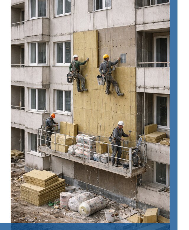 Утепление фасада минватой в Одинцове от 1553 р. | ВЫСОТНИК-Днц