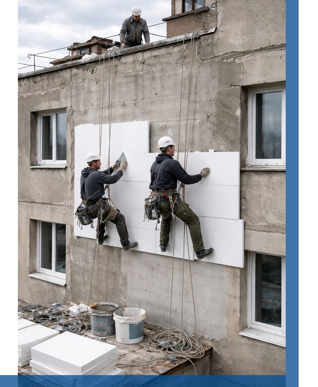 Утепление фасада пенополистиролом в Одинцове от 1864 р. | ВЫСОТНИК-Днц