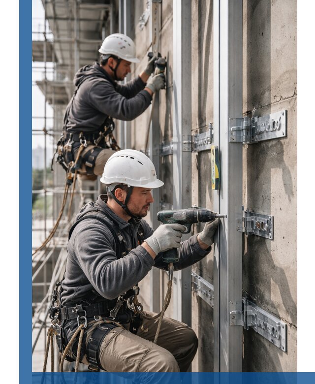 Монтаж и крепление подсистемы вентфасада в Одинцове