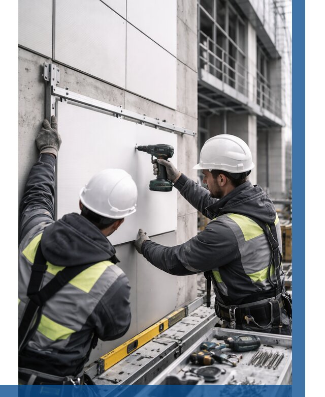 Монтаж композитных панелей фасада в Одинцове от 2589 р. | ВЫСОТНИК-Днц