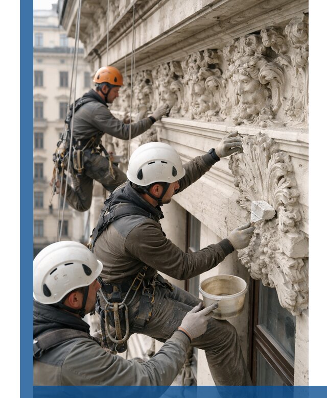 Реставрация фасадной лепнины с высотными работами в Одинцове