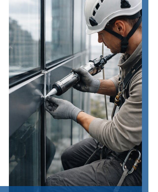 Герметизация стыков витража в Одинцове от 1243 р. | ВЫСОТНИК-Днц