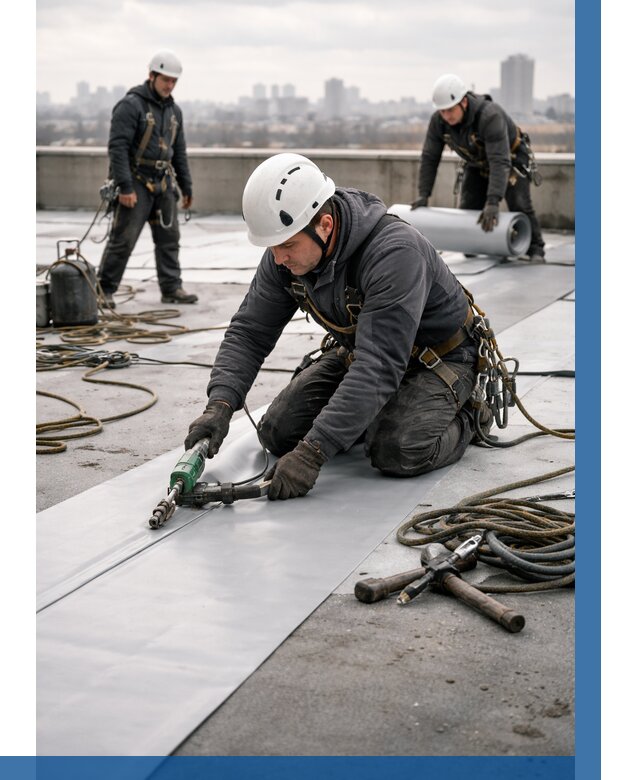 Ремонт мембранной кровли в Одинцове от 1864 р./м2 | ВЫСОТНИК-Днц