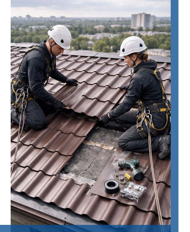 Ремонт металлочерепицы на крыше в Одинцове от 932 р. | ВЫСОТНИК-Днц