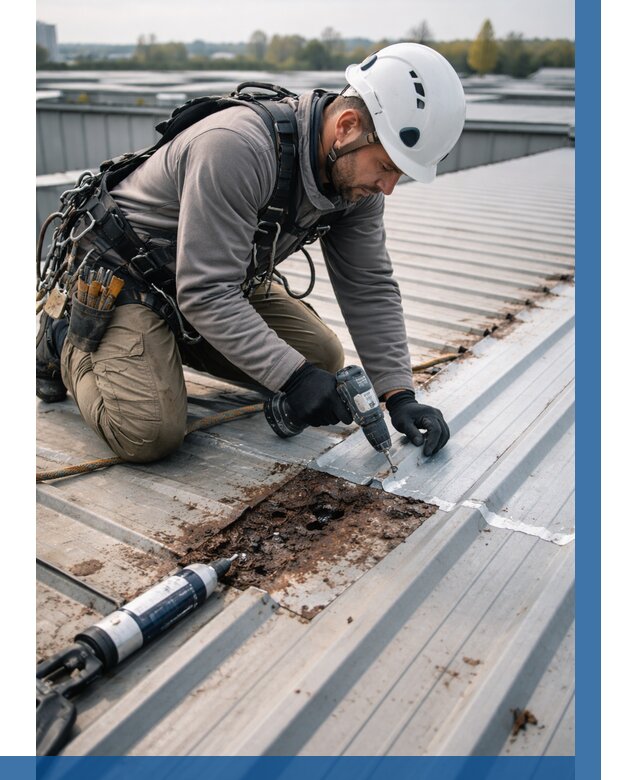 Ремонт профнастила на кровле в Одинцове от 725 р. | ВЫСОТНИК-Днц