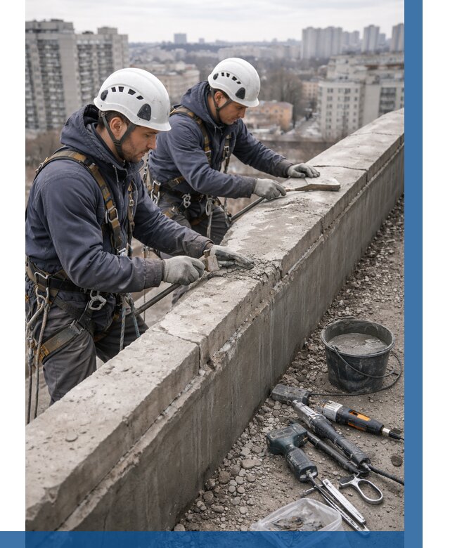 Ремонт парапета на кровле в Одинцове от 1553 р. | ВЫСОТНИК-Днц