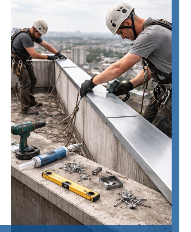 Монтаж парапетных крышек в Одинцове от 828 р. | ВЫСОТНИК-Днц