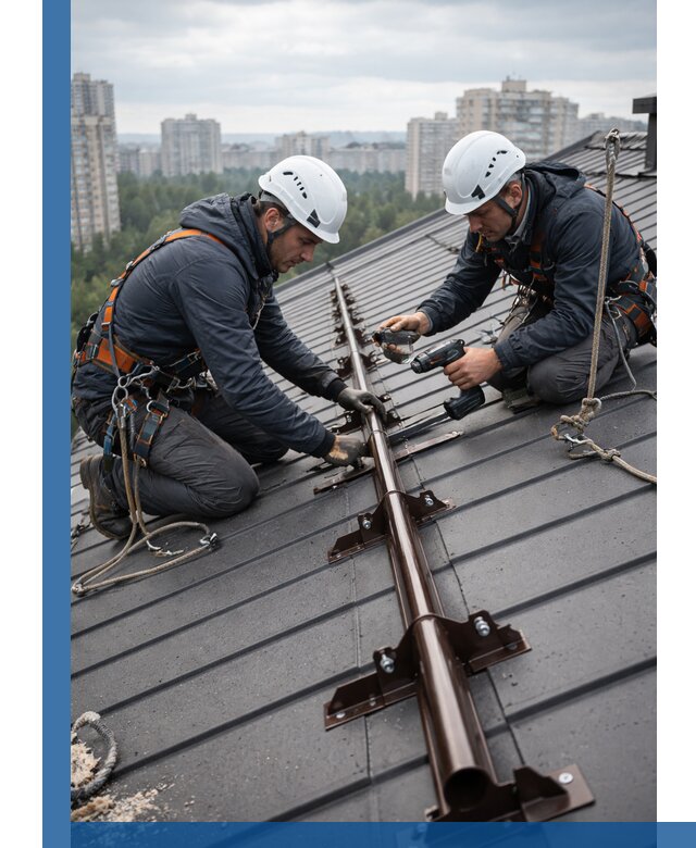 Монтаж снегозадержателей на кровле зданий в Одинцове под ключ