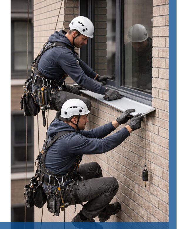 Монтаж оконных отливов под ключ в Одинцове от 3625 р. | ВЫСОТНИК-Днц