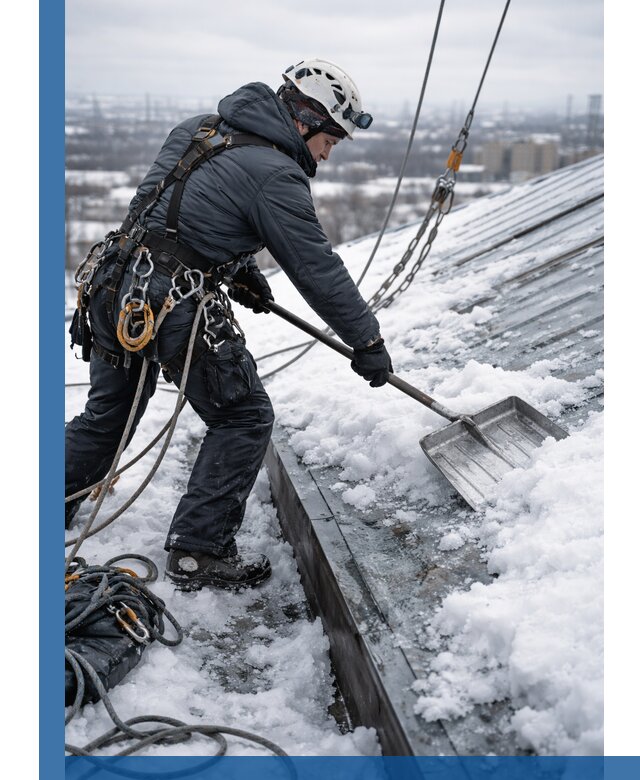 Профессиональная очистка кровли от снега и наледи в Одинцове