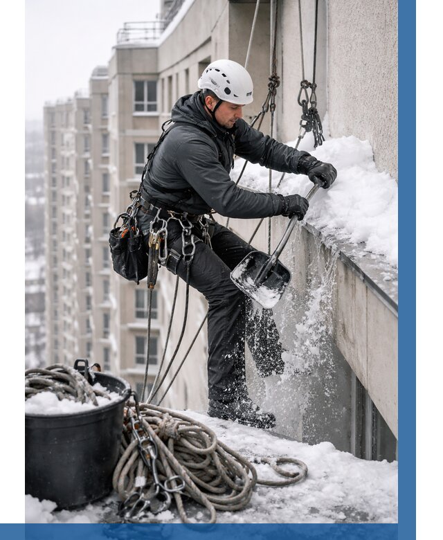 Очистка карнизов от снега в Одинцове от 311 р. | ВЫСОТНИК-Днц