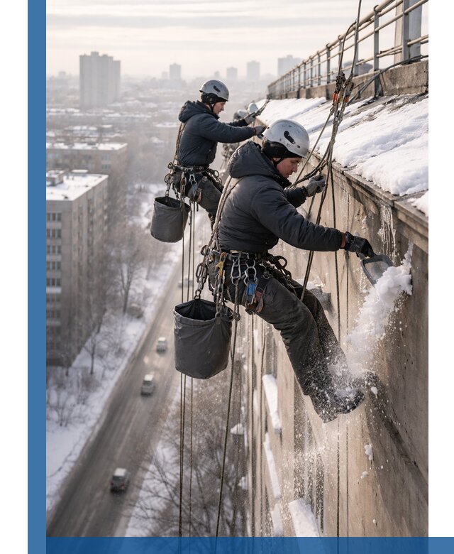 Очистка карнизов от снега в Одинцове профессионально и безопасно