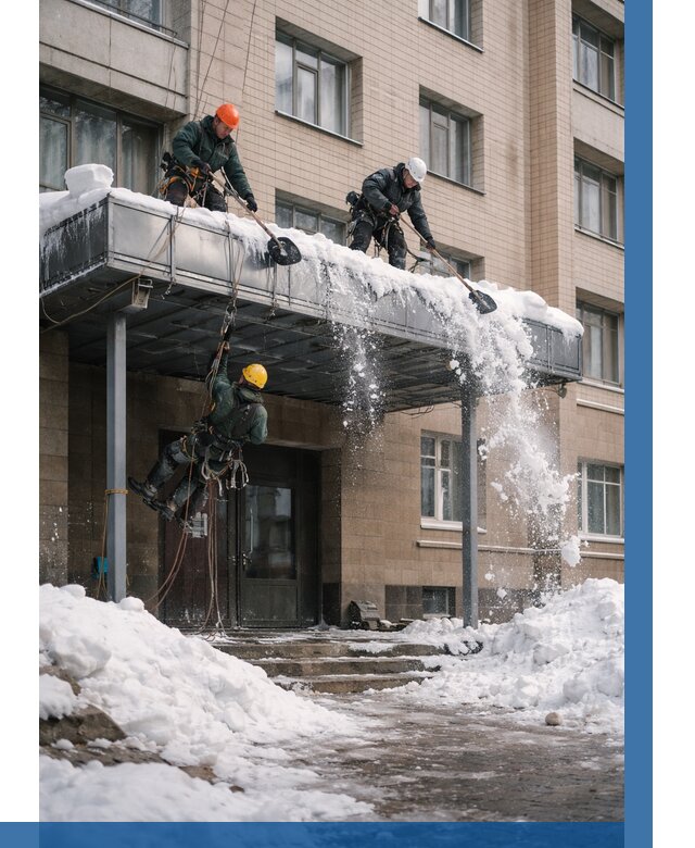 Очистка козырьков от снега в Одинцове от 3625 р. | ВЫСОТНИК-Днц