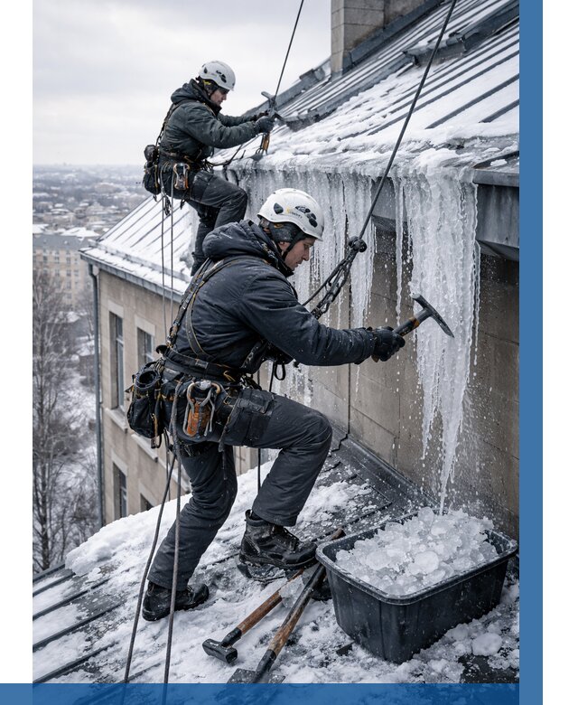 Удаление наледи с кровли в Одинцове от 5696 р. | ВЫСОТНИК-Днц