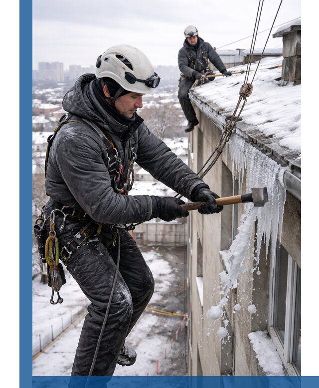 Сбивание и удаление сосулек с крыши в Одинцове безопасно