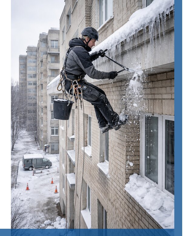 Удаление наледи с карнизов в Одинцове от 362 р. | ВЫСОТНИК-Днц