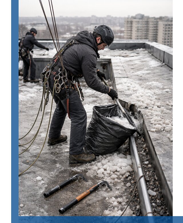 Аварийная очистка кровли в Одинцове от промальпинистов