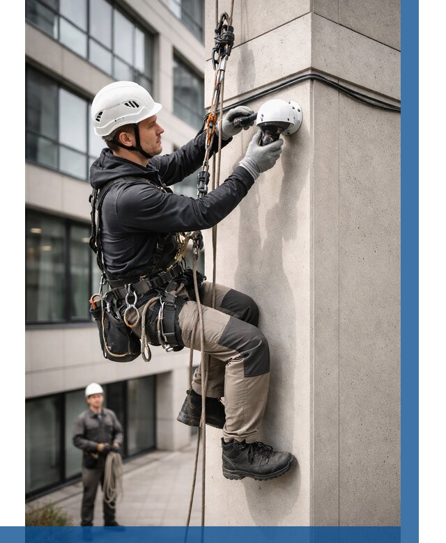 Монтаж камер видеонаблюдения на фасаде в Одинцове от 8803 р.-ВЫСОТНИК-Днц