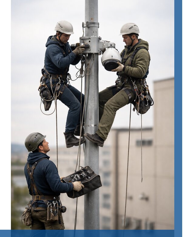 Установка видеокамер на мачте в Одинцове от 8803 р. | ВЫСОТНИК-Днц