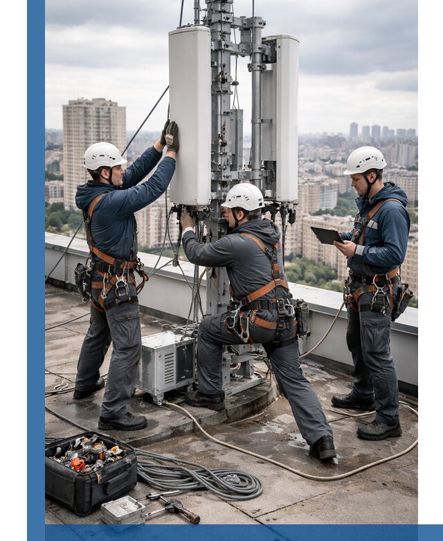 Монтаж антенн связи на крыше в Одинцове с вводом в эксплуатацию