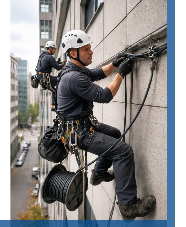 Прокладка кабеля по фасаду в Одинцове от 362 р. | ВЫСОТНИК-Днц