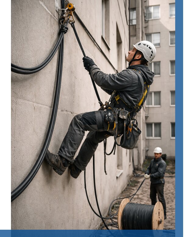 Протяжка кабеля питания на высоте в Одинцове от 466 р. | ВЫСОТНИК-Днц