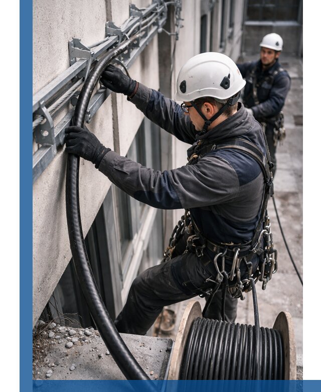 Протяжка кабеля питания на высоте в Одинцове с гарантией безопасности и качества