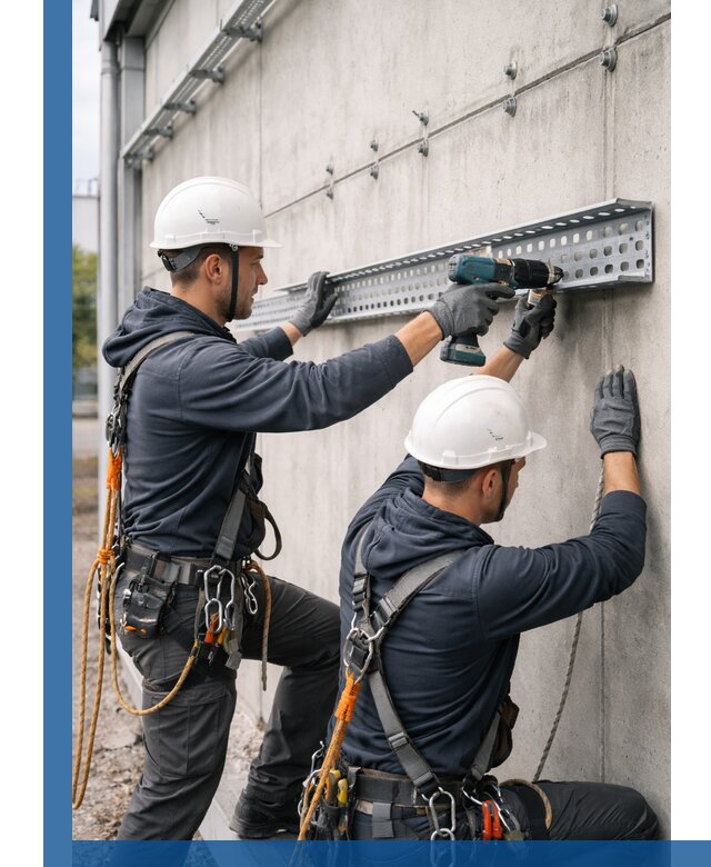 Монтаж кабельных лотков на фасаде зданий в Одинцове с гарантией