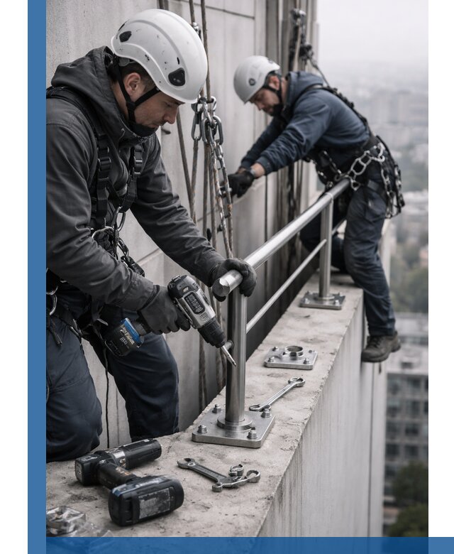 Монтаж перил на высоте в Одинцове для жилых и промобъектов