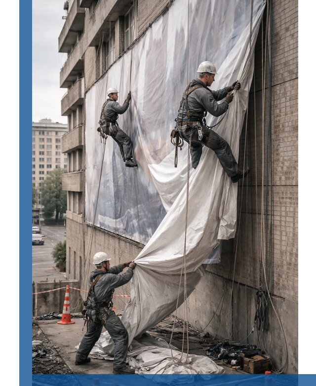 Демонтаж баннеров с фасада в Одинцове оперативно и безопасно