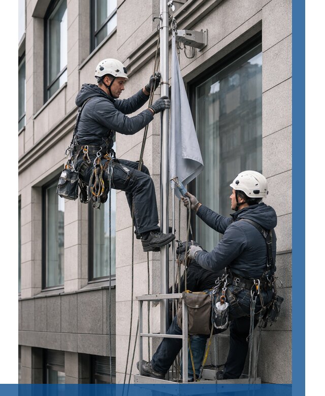 Установка флагов на фасаде в Одинцове от 4660 р. | ВЫСОТНИК-Днц