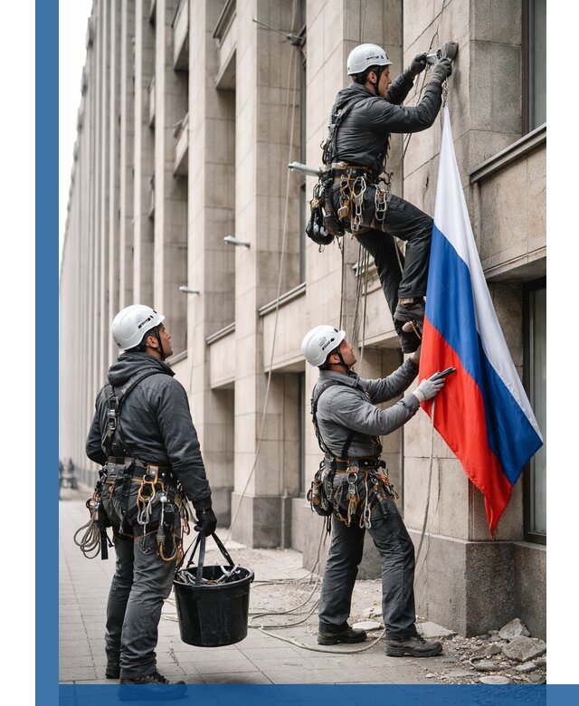 Профессиональная установка флагов на фасаде в Одинцове