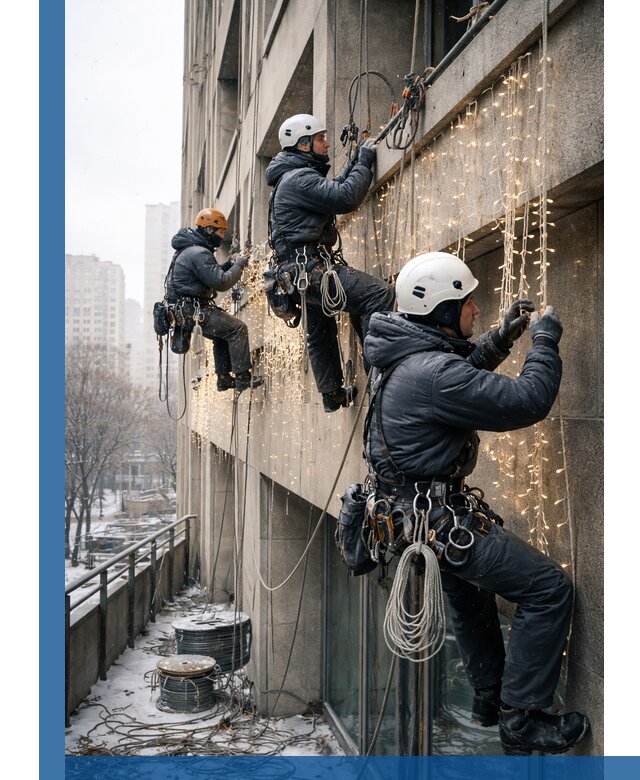 Монтаж новогодней иллюминации и украшение фасадов в Одинцове