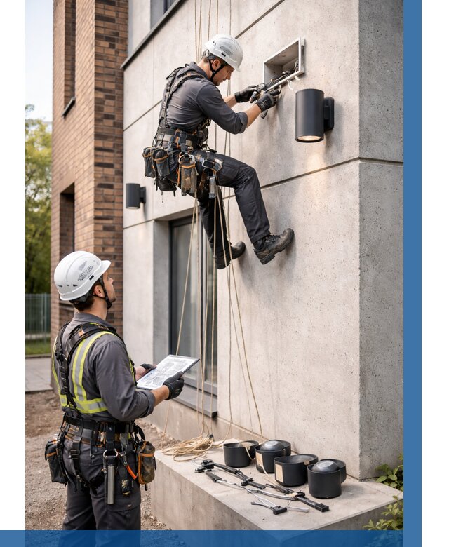 Монтаж фасадного освещения в Одинцове от 2589 р. | ВЫСОТНИК-Днц