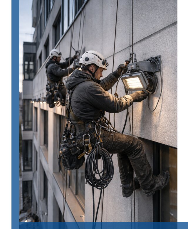 Монтаж фасадного освещения в Одинцове установка и подключение