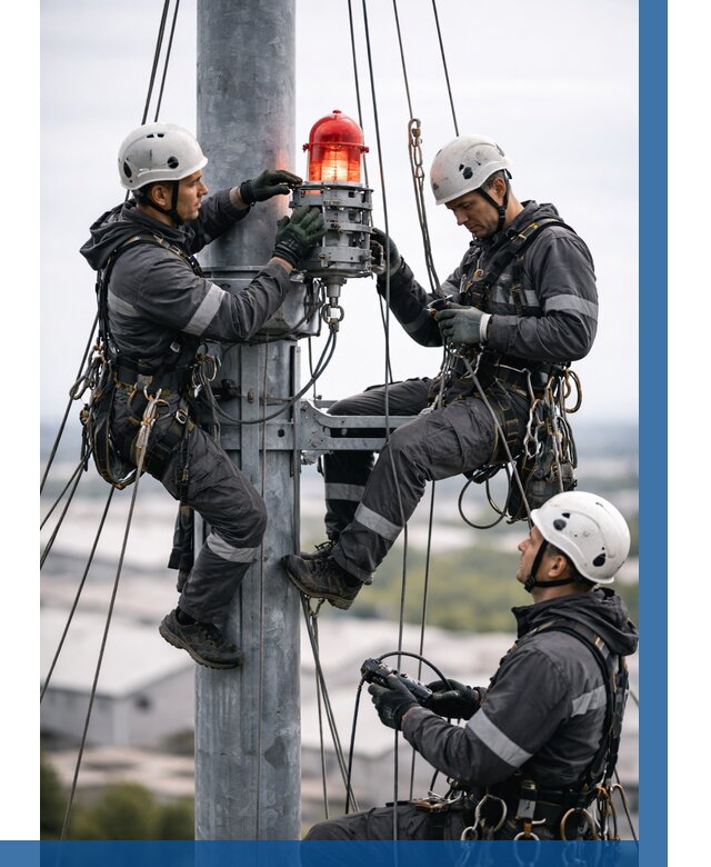 Монтаж заградительных огней в Одинцове от 8803 р. | ВЫСОТНИК-Днц