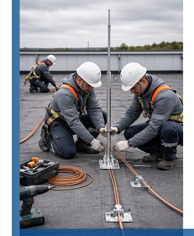 Монтаж молниезащиты на кровле в Одинцове под ключ с гарантией